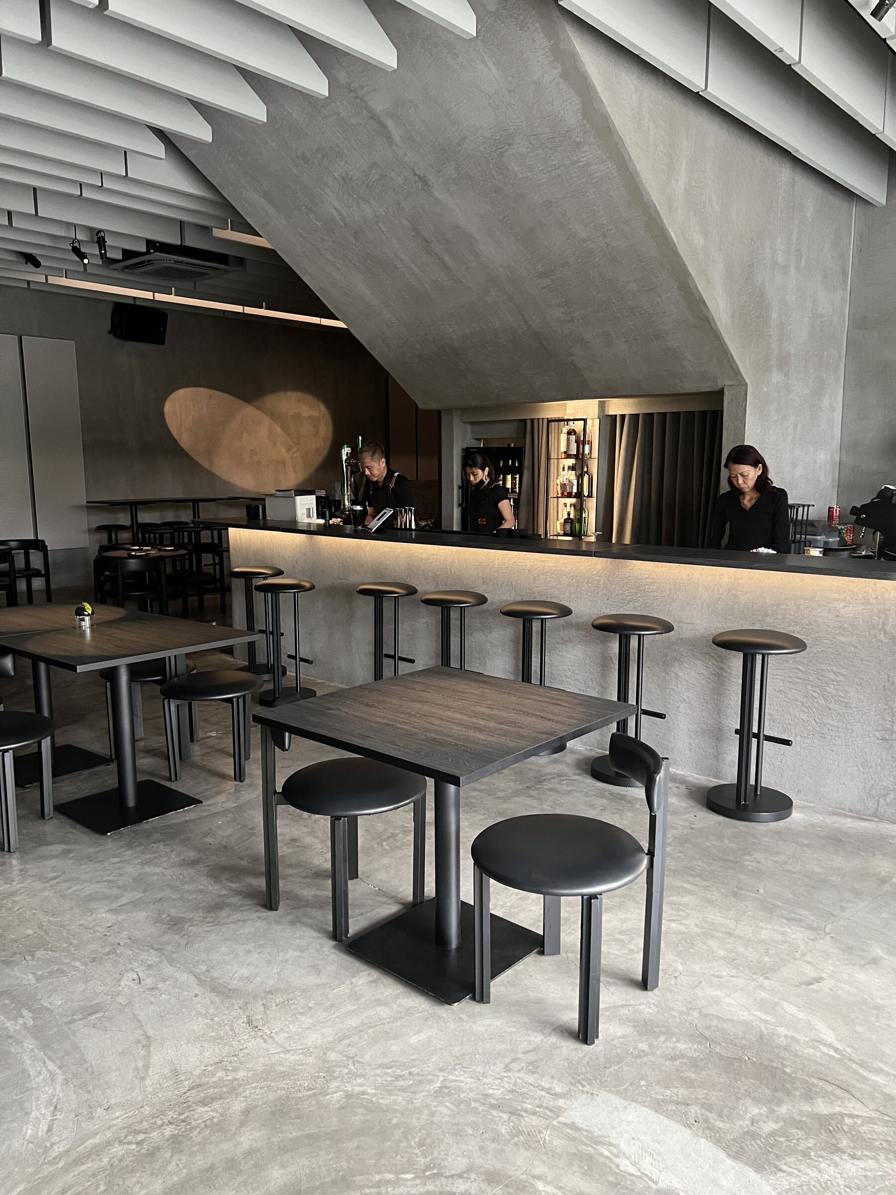 The MOTD team preparing the daylight dining room and bar for service